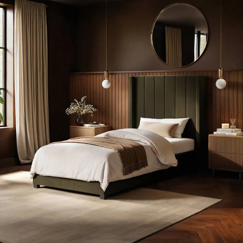 Flair Tiggy Single Ottoman Bed Velvet in Green 1