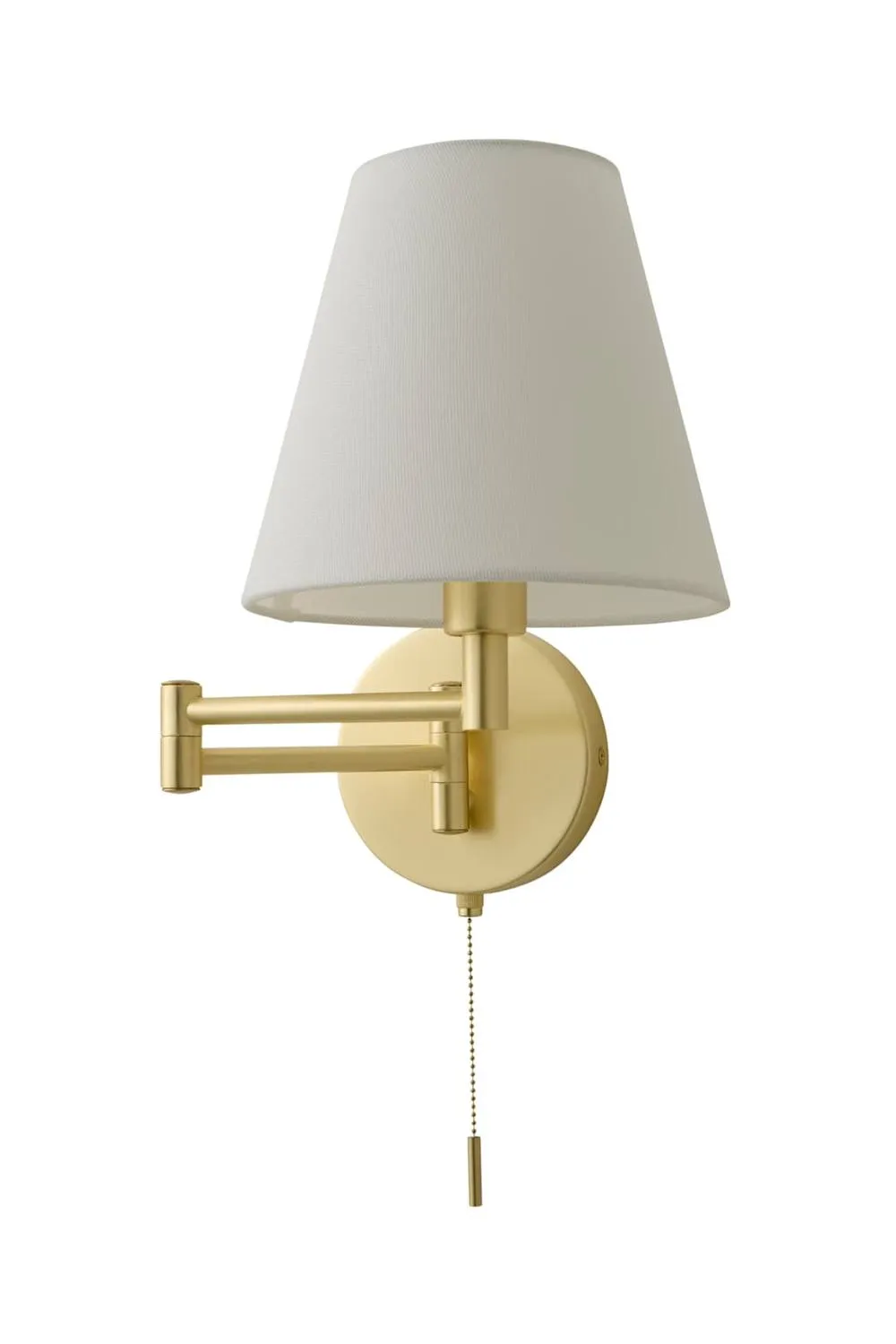 ValueLights Sonia Adjustable Swing Arm Wall Light with Tapered Linen Lamp Shade in Gold 6