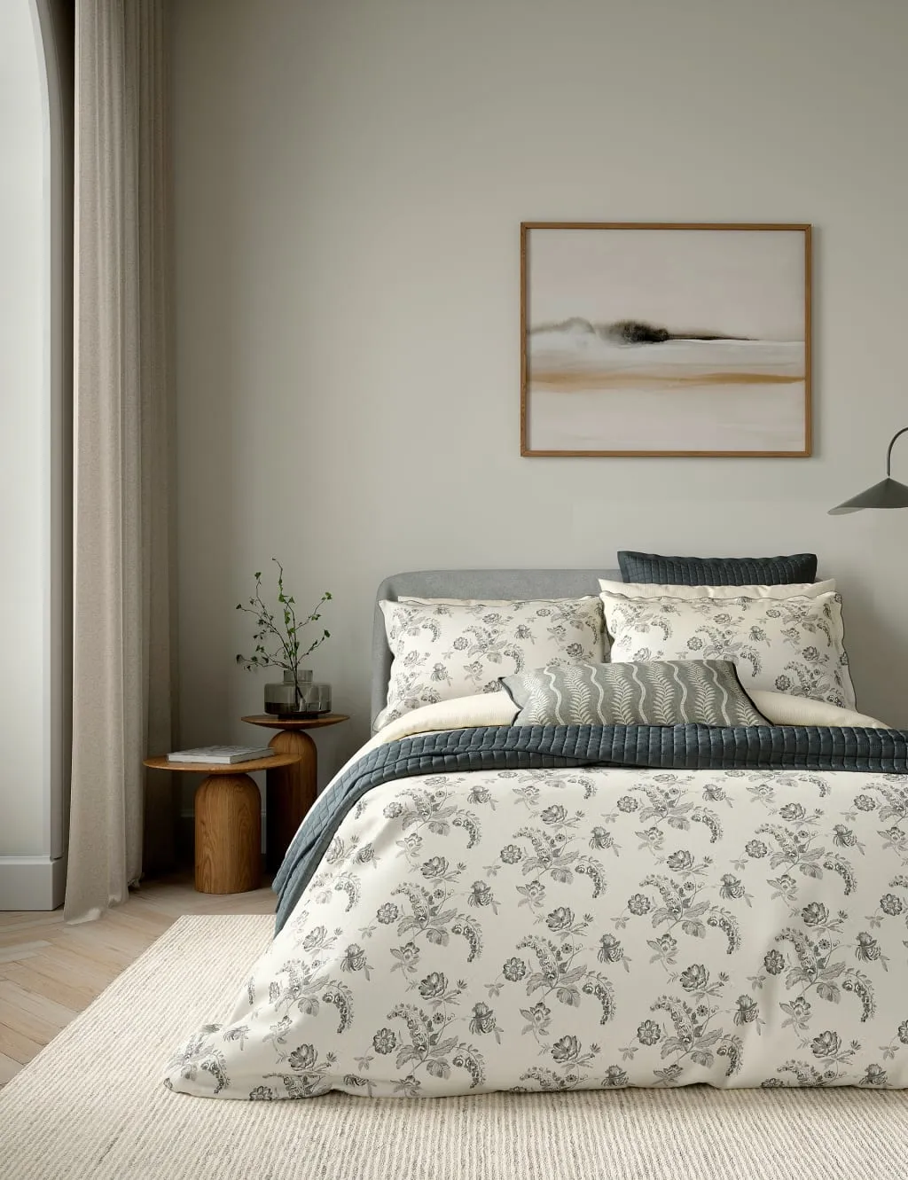 Bedeck of Belfast Pure Cotton Floral Bedding Set Cream Mix