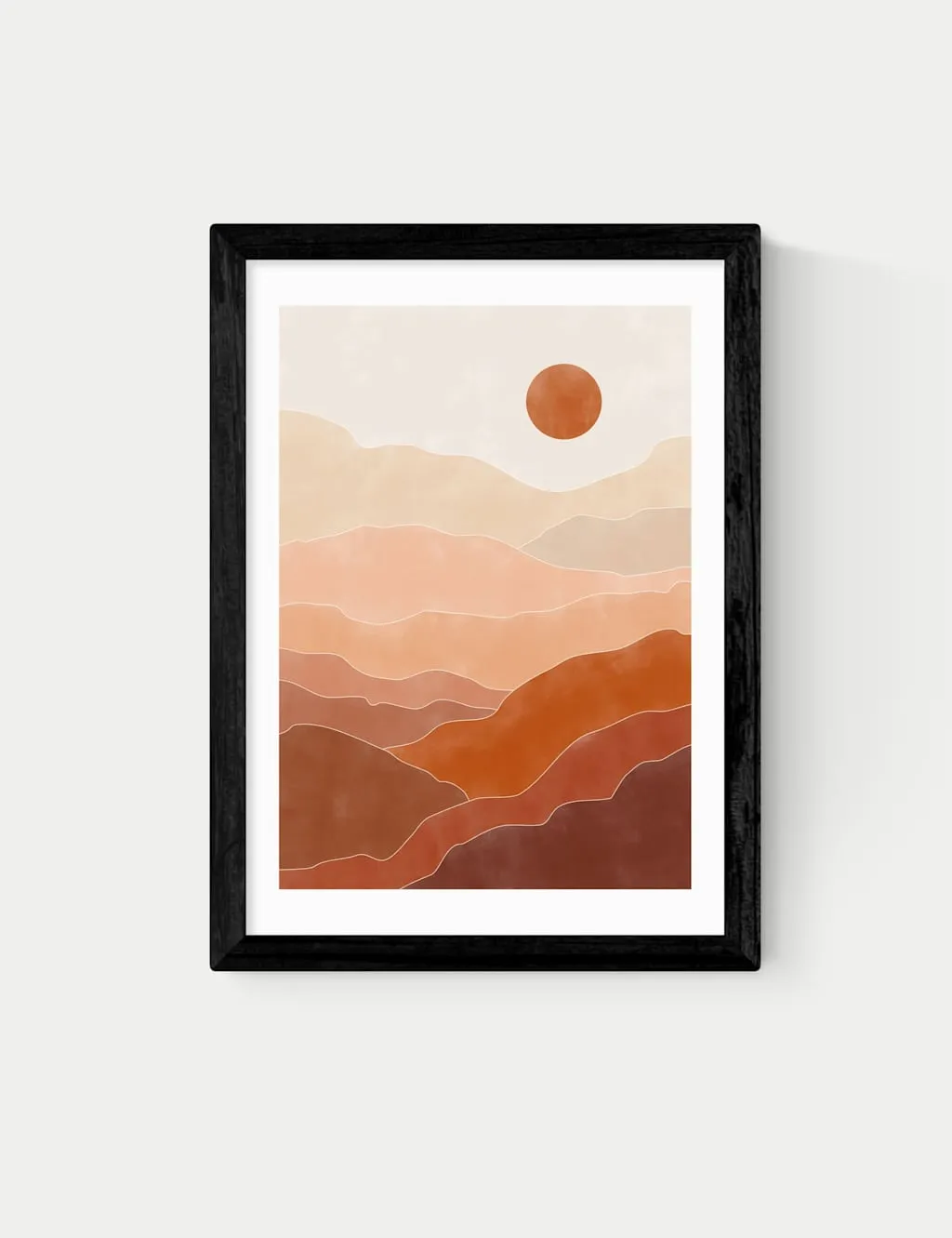 East End Prints Terracotta Landscape Framed Art Print Black
