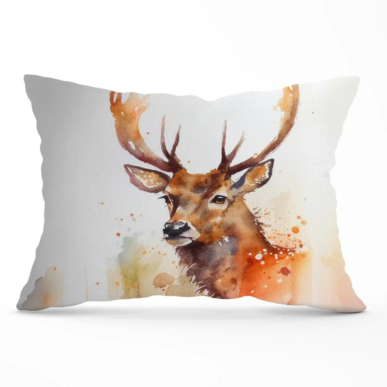 Warren Reed - Designer Majestic Stag Watercolour Cushions in Brown