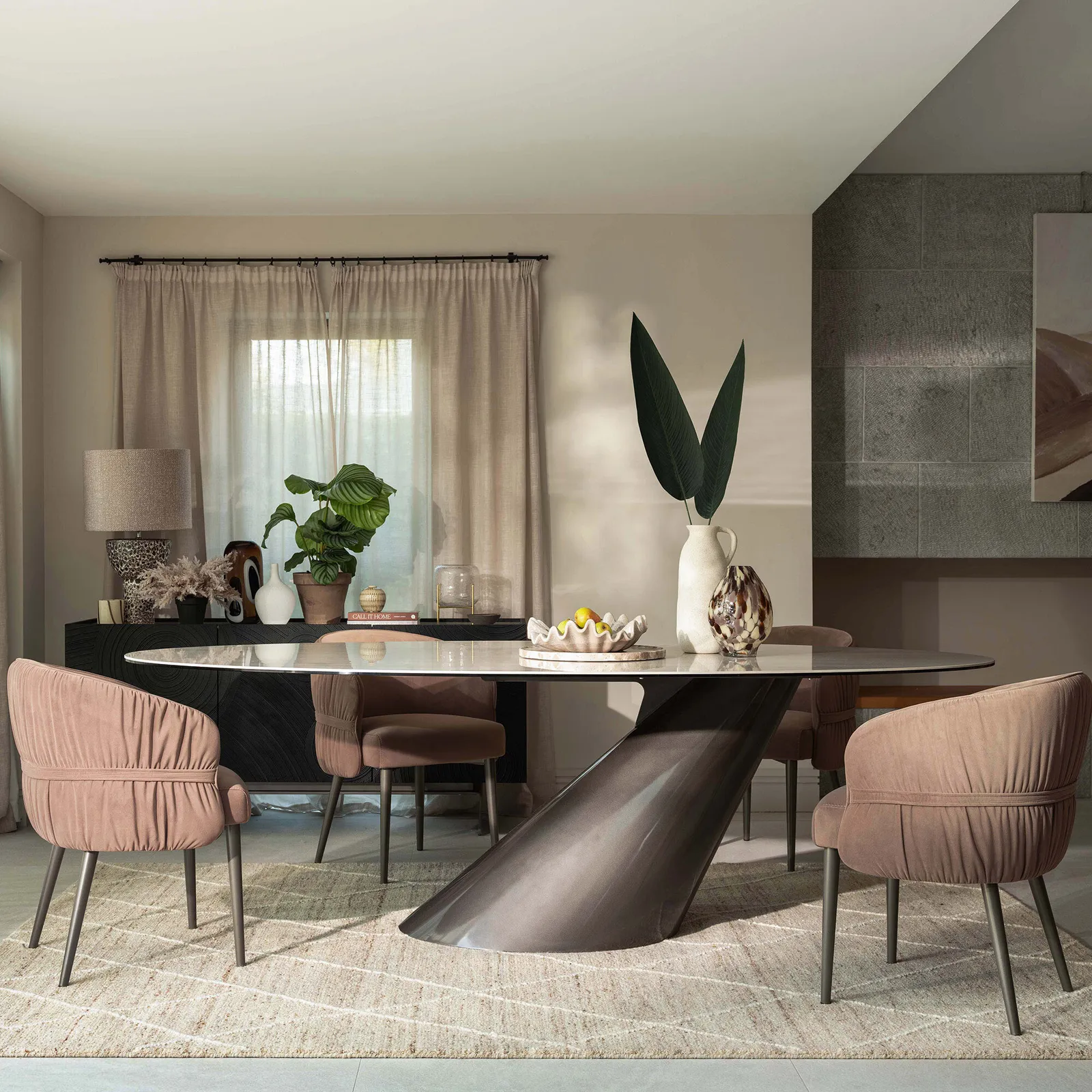 Halcyon Angled Dining Table 240X120X76 Cm, Round, White Ceramic | Barker & Stonehouse 2