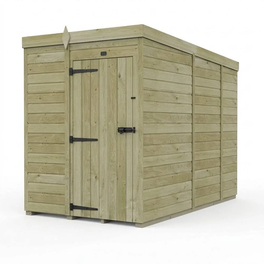 Buttercup Farm 5ft x 9ft Pent Garden Shed Single Door No Windows - Timber in Brown