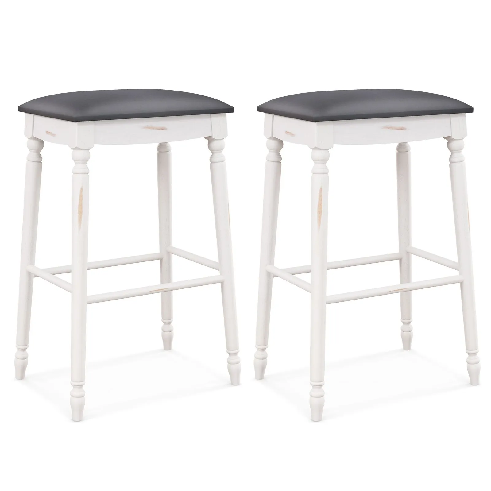 Costway Set of 2 Bar Stools Dining Counter Height Chair Modern Upholstered Pub Stool 29"