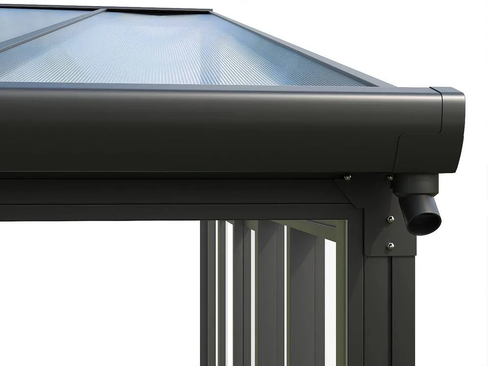 Vente-unique Aluminium & Polycarbonate Conservatory With UV Protection - 20.9 M² in Dark Grey 6