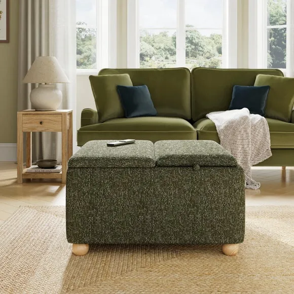 Elma Mixed Boucle Tray Table Ottoman 2