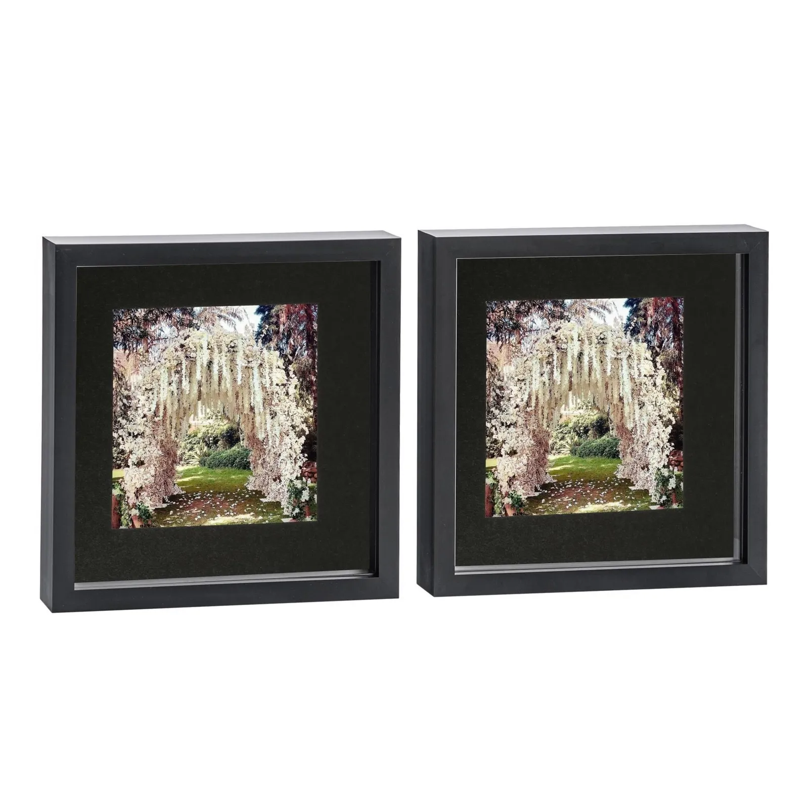 Nicola Spring 10x10" 3D Box Photo Frames 6x6" x2 in Black