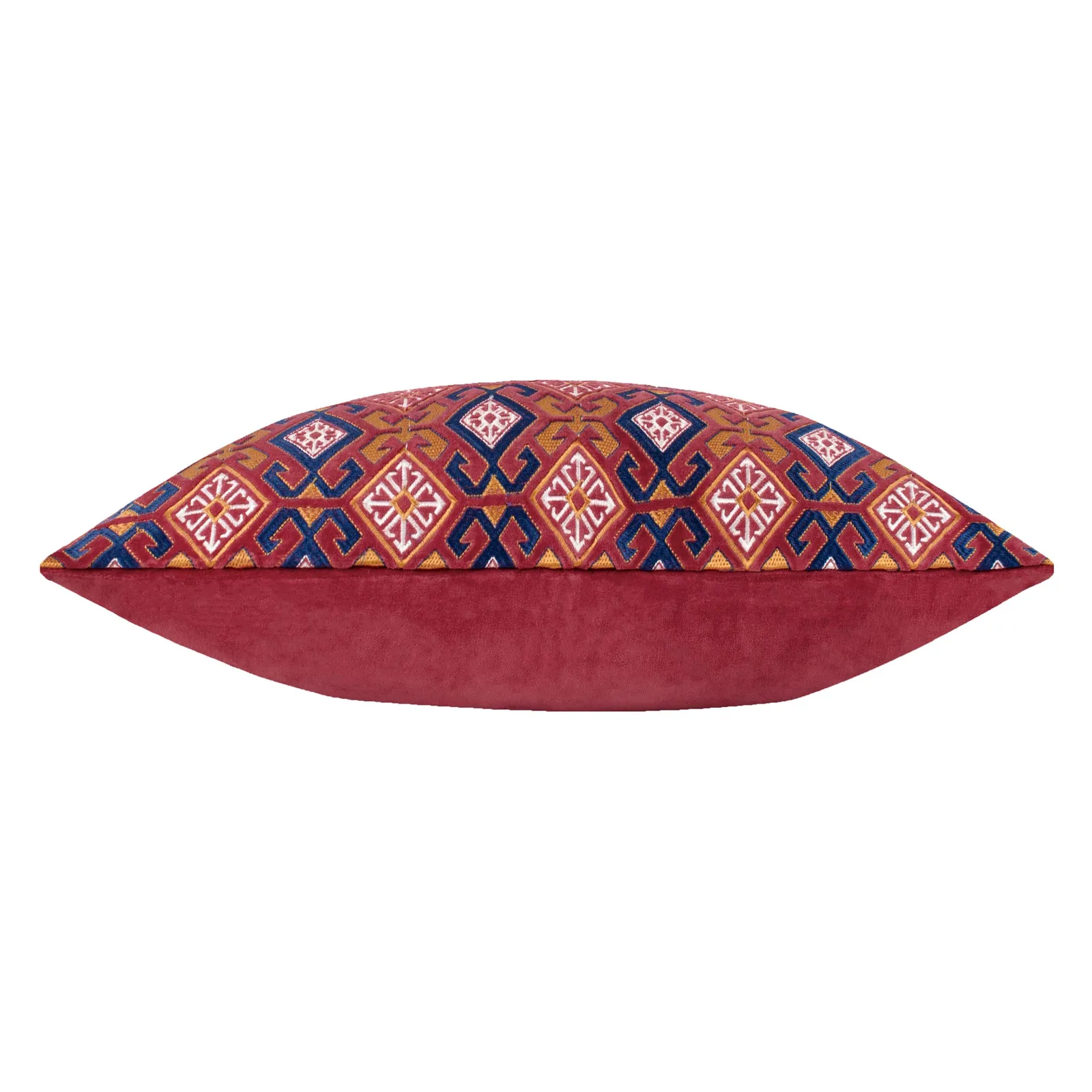Paoletti Laurel Floral Embroidered Cushion in Red 4