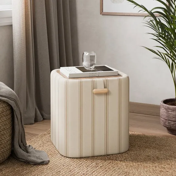 Folkstone Stripe Tray Table Storage Footstool 2