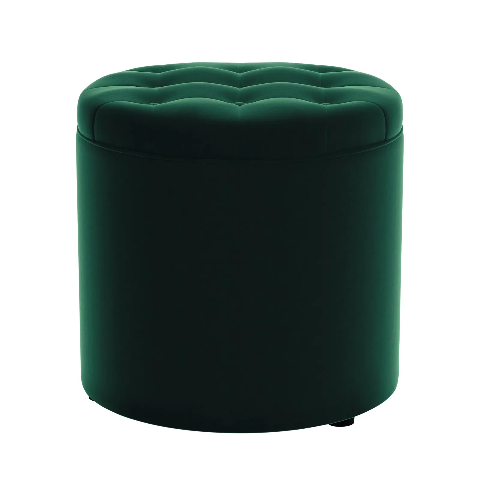 Oswald Velvet Round Storage Footstool Green