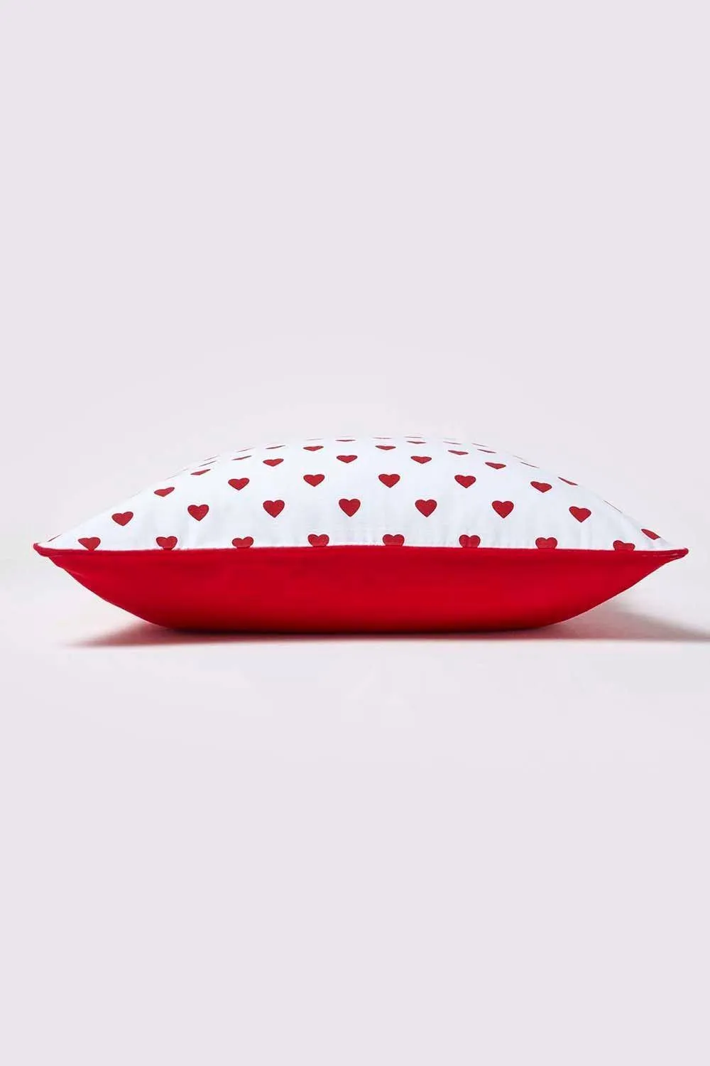Homescapes Cotton Hearts Cushion Cover in Red 3