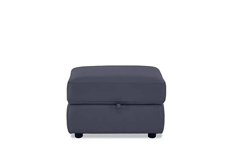 Touch Leather Storage Footstool - BV Ocean Blue