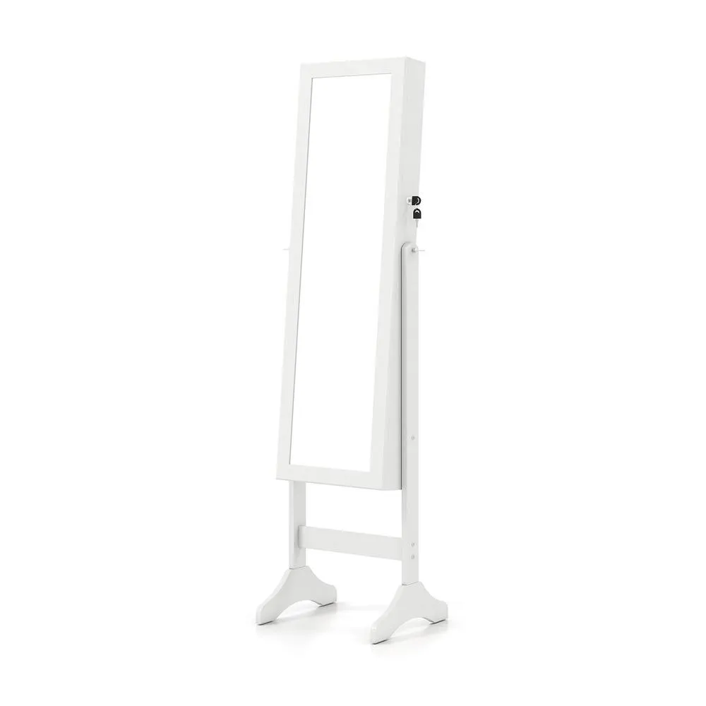 Costway Freestanding Jewelry Armoire Cabinet with Full Length Mirror in White