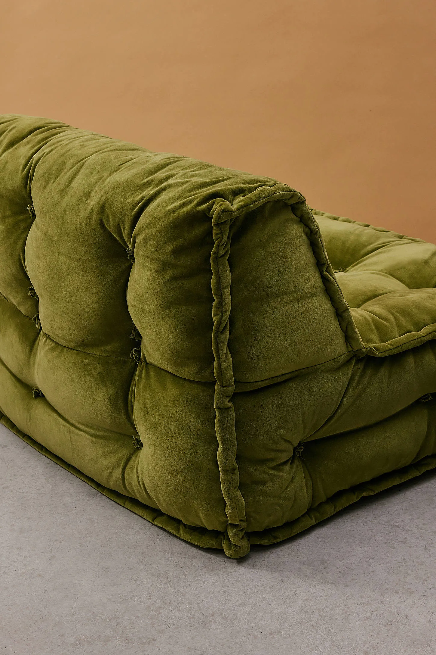 Reema Dark Green Velvet Two-Seater Floor Cushion - Green 4