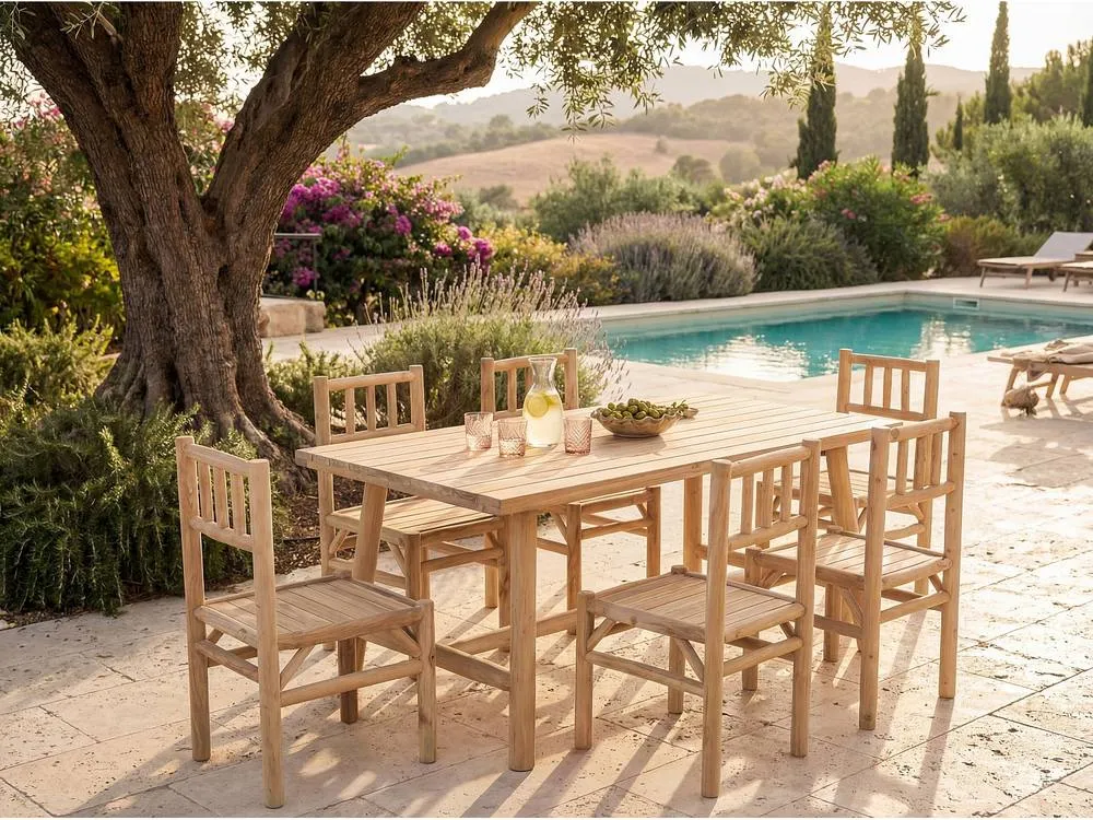 Vente-unique Garden Table L.180 Cm In Teak - Light Natural - TULUM By MYLIA in Light Oak