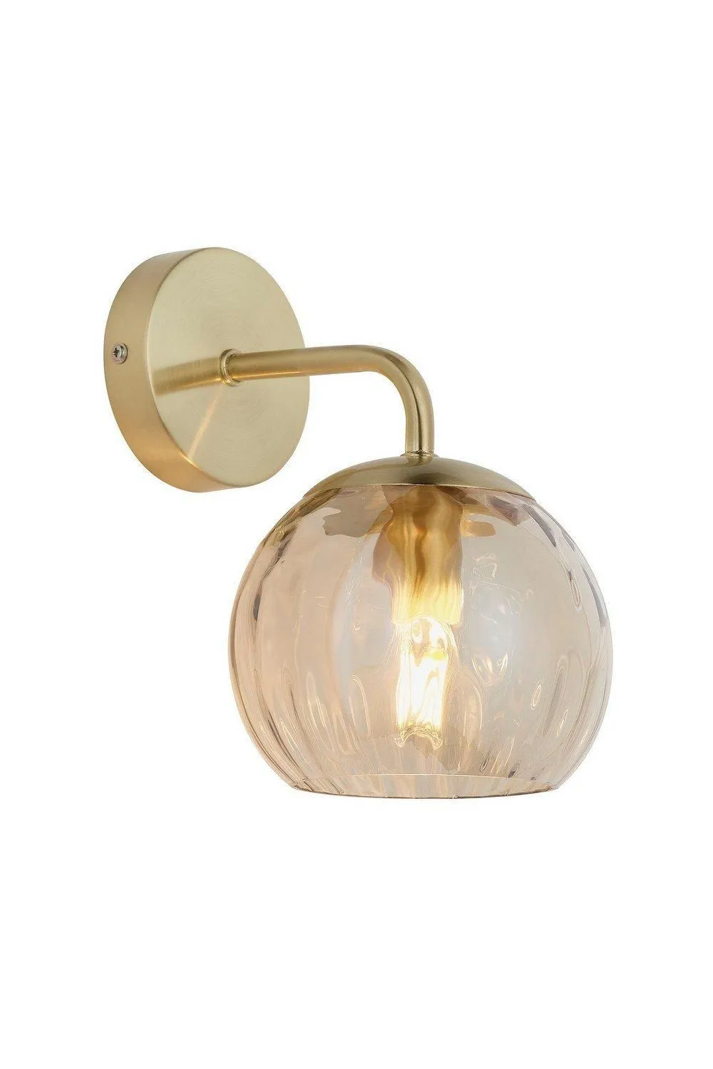 Netlighting Dimple Glass Wall Lamp Satin Brass Plate Champagne Lustre Glass in Gold