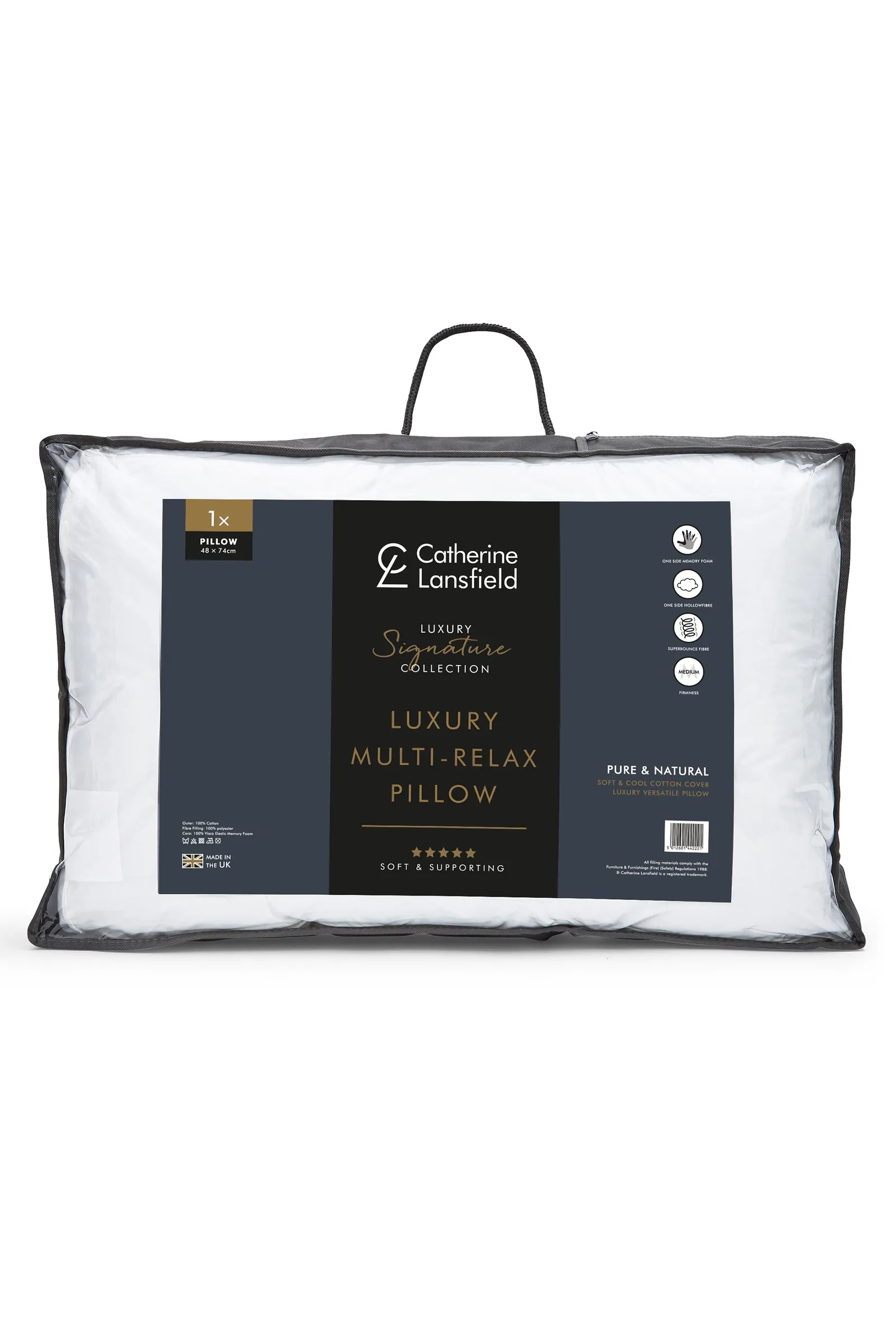Catherine Lansfield 'Luxury Multi Relax' Cotton Pillow in White 5