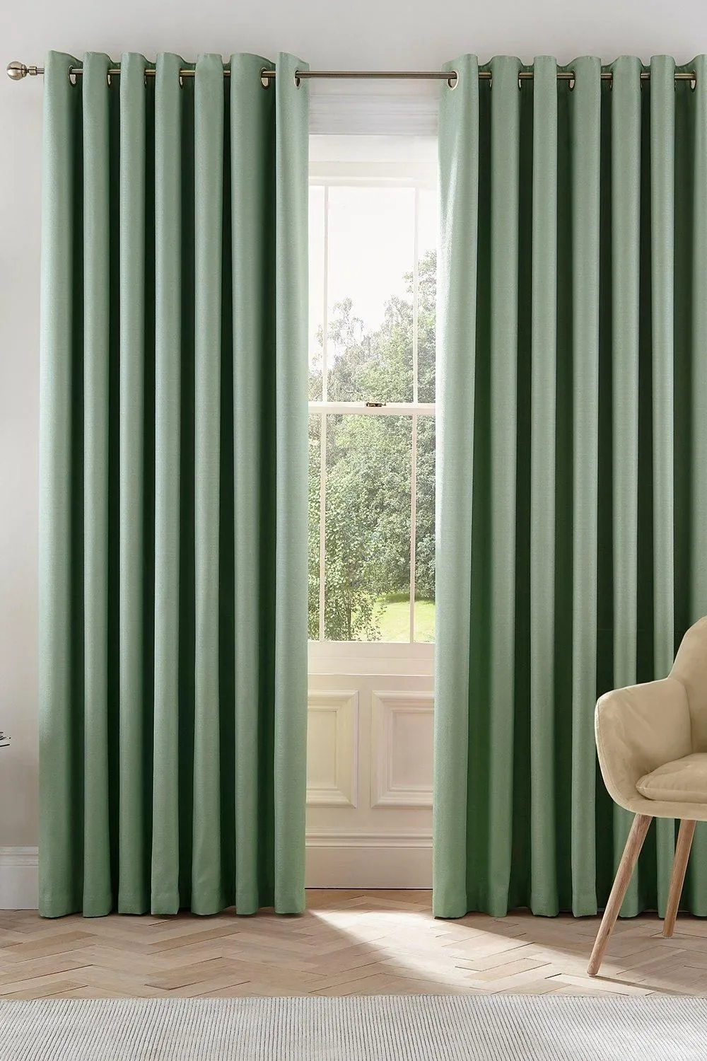 Helena Springfield 'Eden' Woven Lined Curtains in Light Green