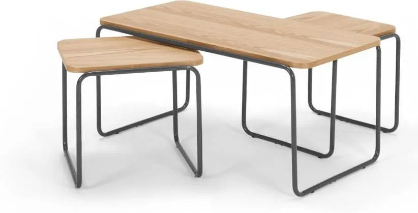 Hill Coffee and Set of 2 Nesting Side Tables, Ash and Grey