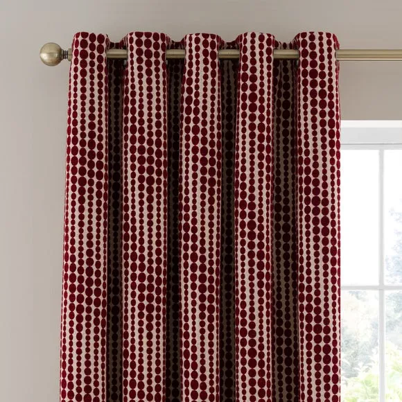 Gradient Spot Chenille Eyelet Curtains 1