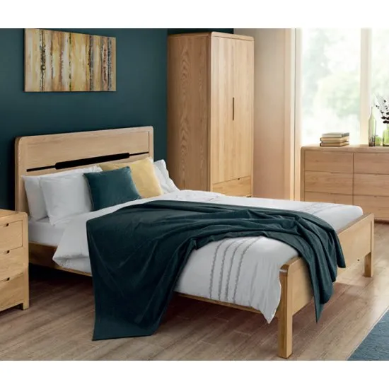 Curve Wooden Double Bed In Oak