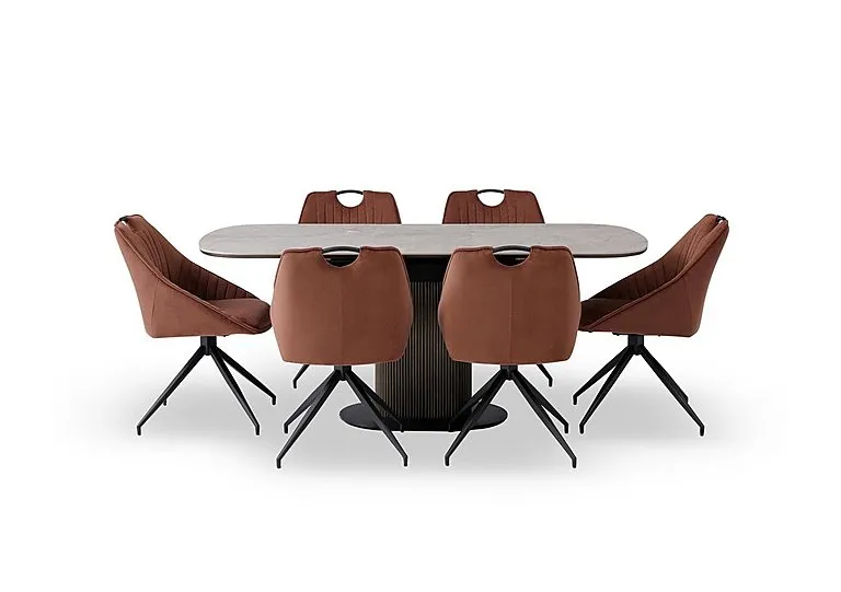 Petra Pop Up Extending Dining Table and 6 Swivel Chairs - 140-cm