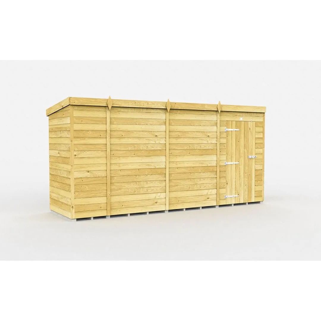 Buttercup Farm 13 x 4 Feet Pent Shed - Single Door W/O Window - L118 x W387 x H201 cm in Brown
