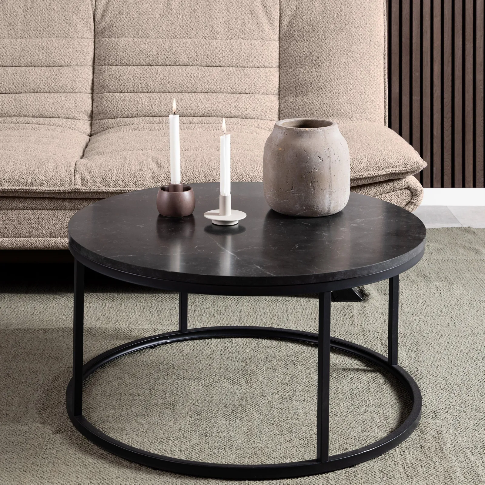 Furniture To Go Spiro Coffee Table with Black Marble Melamine Top & Black Legs 4