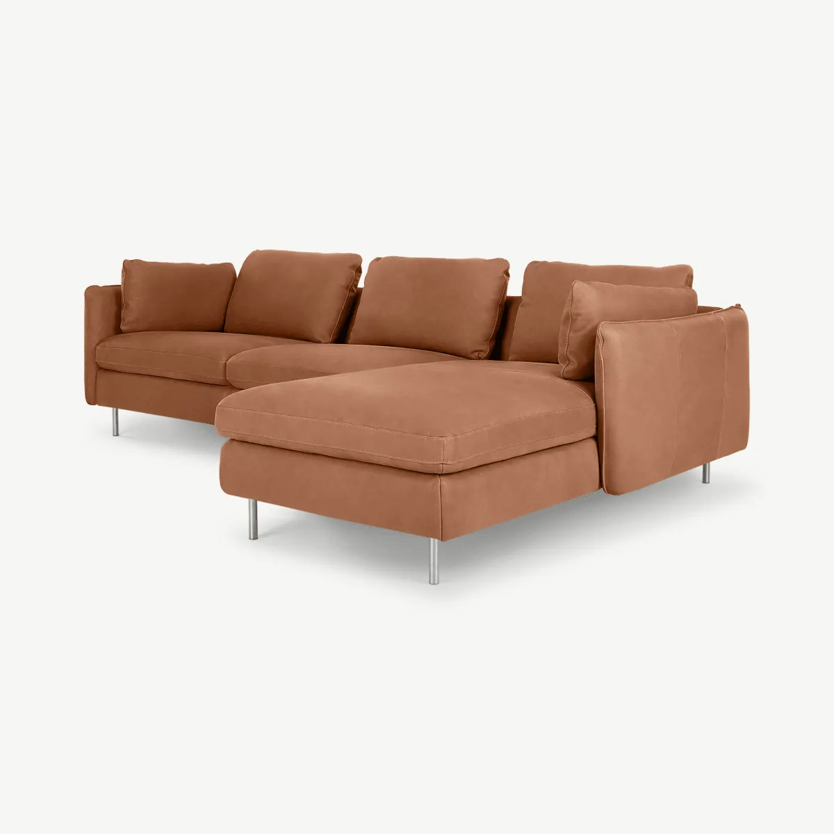 Vento 3 Seater Right Hand Facing Chaise End Sofa, Texas Tan Leather