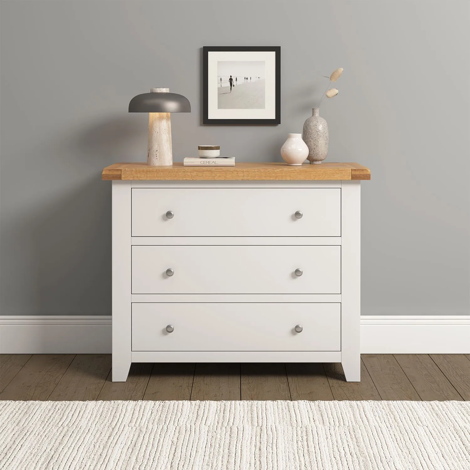 Seconique Windsor 3 Drawer Chest (Fully Assembled) in Ivory 1