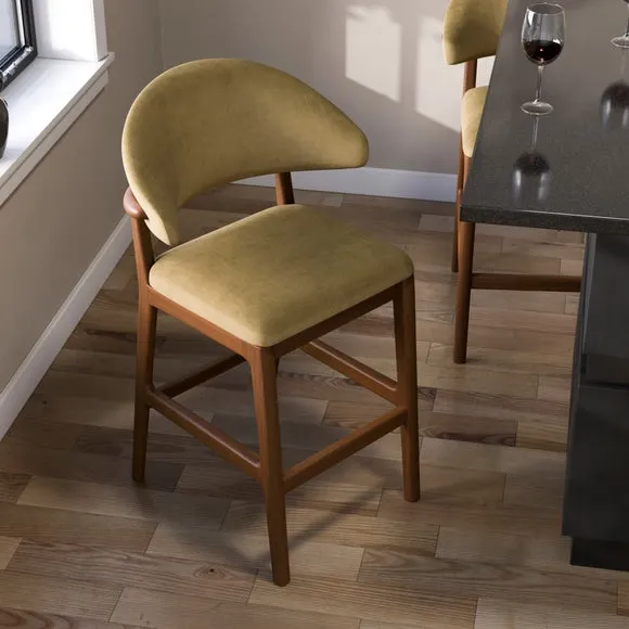 Hugh Dark Stained Counter Height Bar Stool, Velvet 5