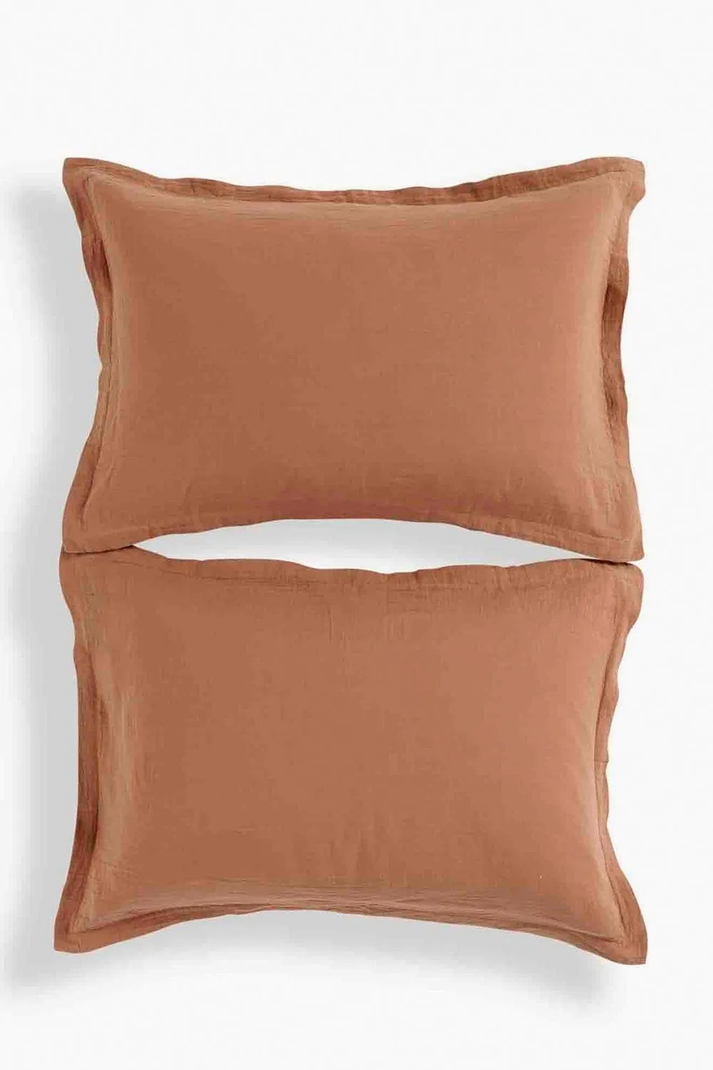 CHRISTY Double Layered Relaxed Retreat Luxury Cotton King Pillowcase Pair in Terracotta