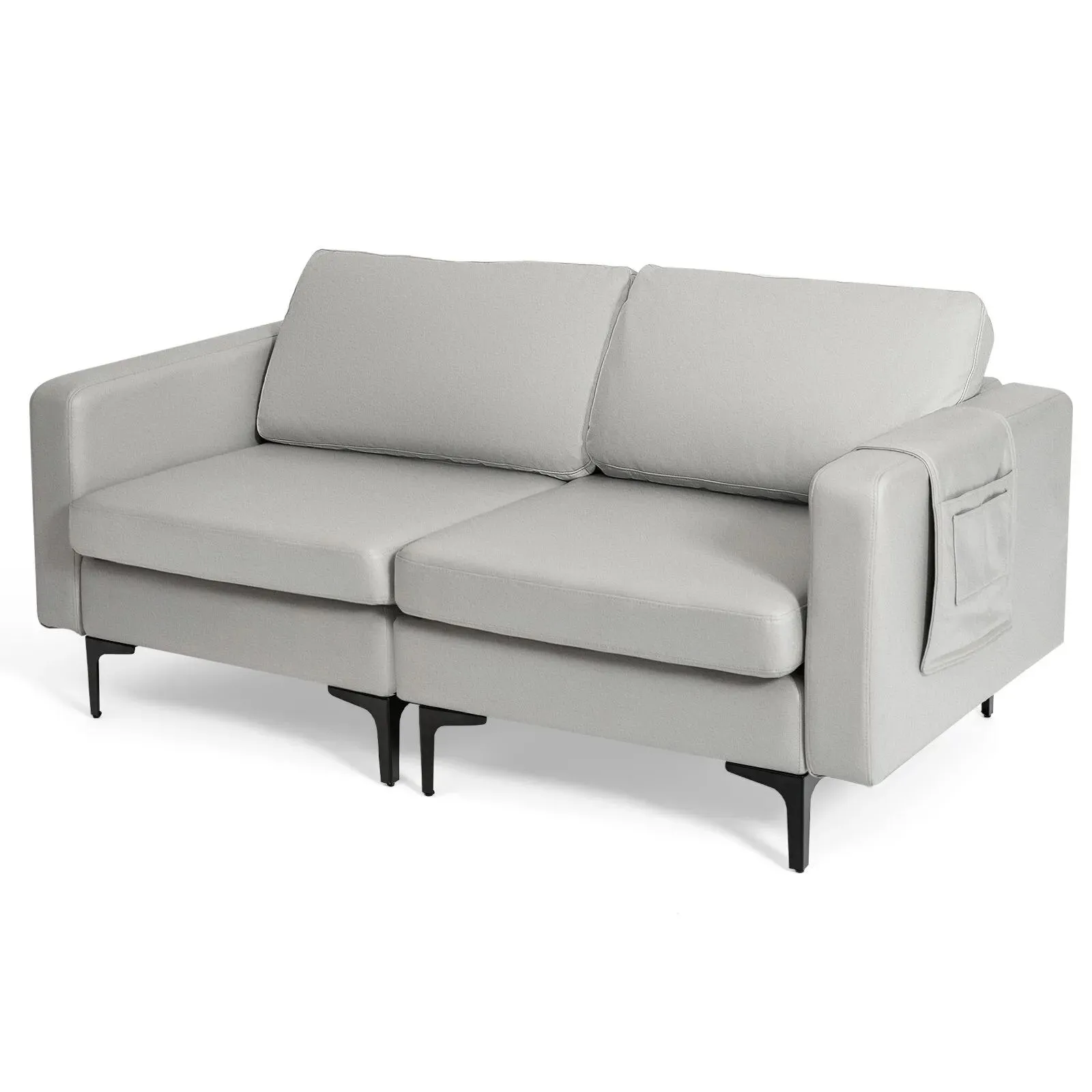 Costway Modern Sofa Couch Loveseat 2-3-Seater Sofa Seat Upholstered Padded Cushions in Grey 2