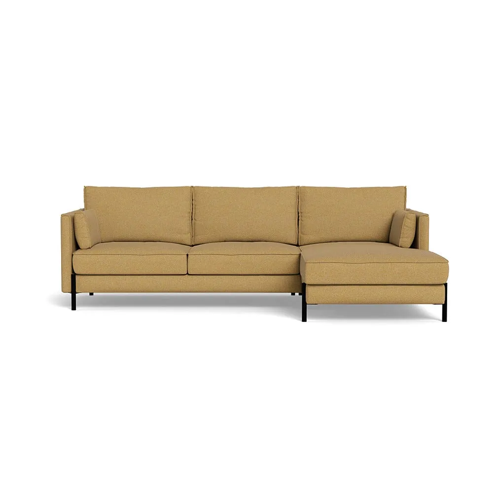 Heal's Tortona Right Hand Facing 4 Seater Corner Chaise Boucle Tweed Citrine Black Feet 1