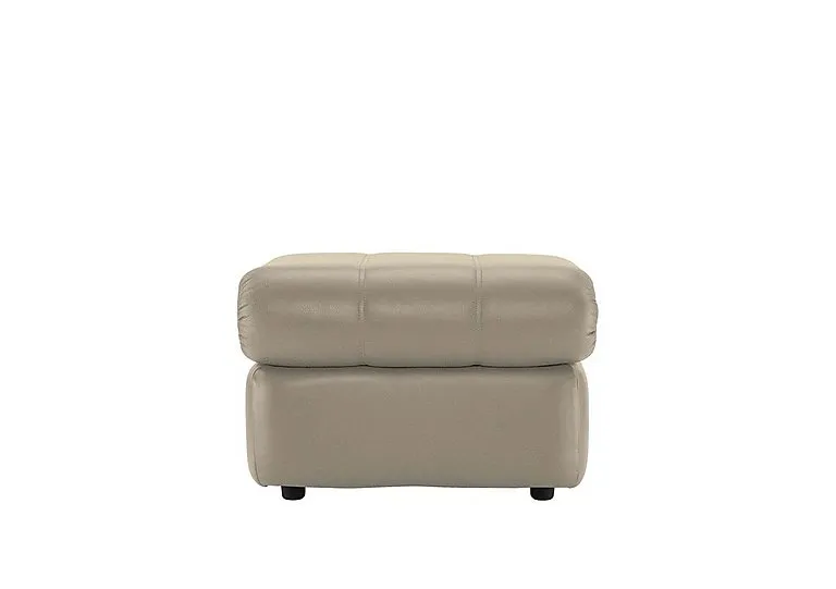 Chloe Leather Footstool - Oxford Mushroom