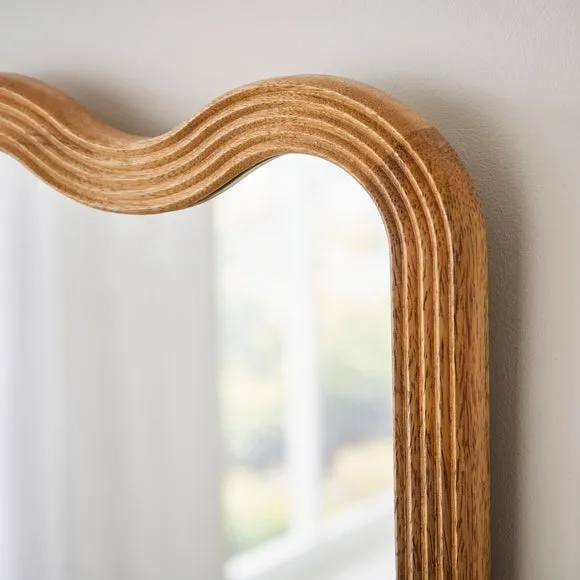 Rosa Mango Wood Ribbed Wiggle Rectangle Wall Mirror 2