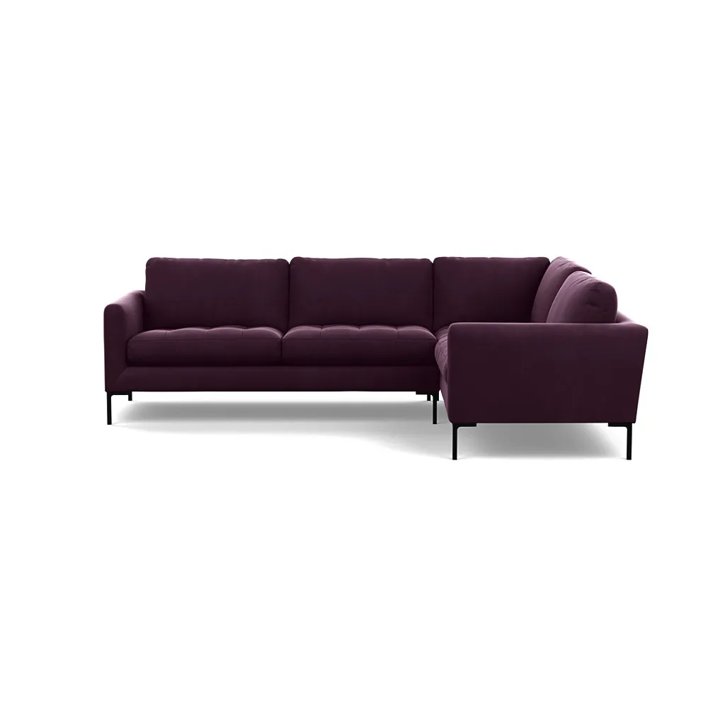 Heal's Eton Right Hand Facing Corner Sofa Velvet Grape Black Feet