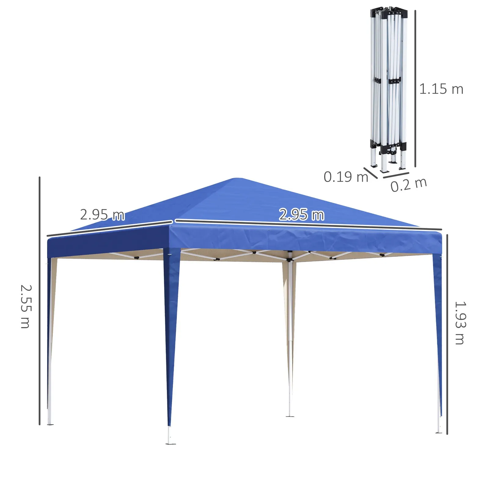 OUTSUNNY 3 x 3M Garden Pop Up Gazebo Height Adjustable Marquee Party Tent Wedding Canopy with Carrying Bag in Blue 3