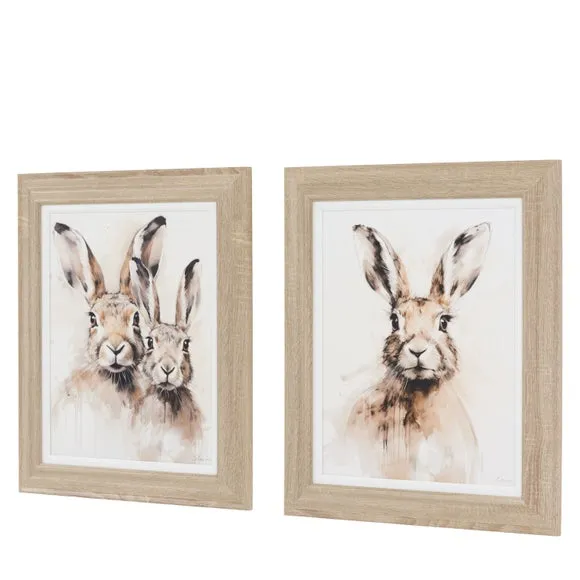 Cedar and Sage Set of 2 Rabbit Family Framed Canvases 2