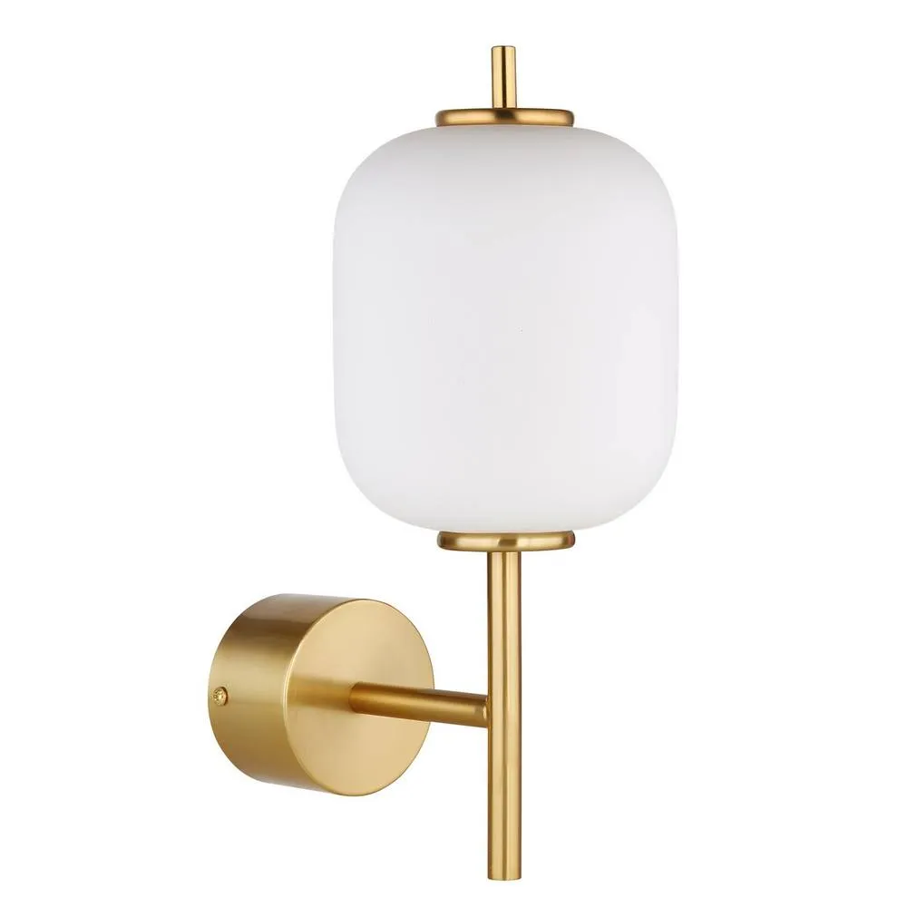 Netlighting Ewald Wall Lamp BrassColoured Opal Glass Shade LED 3000K in Gold 2