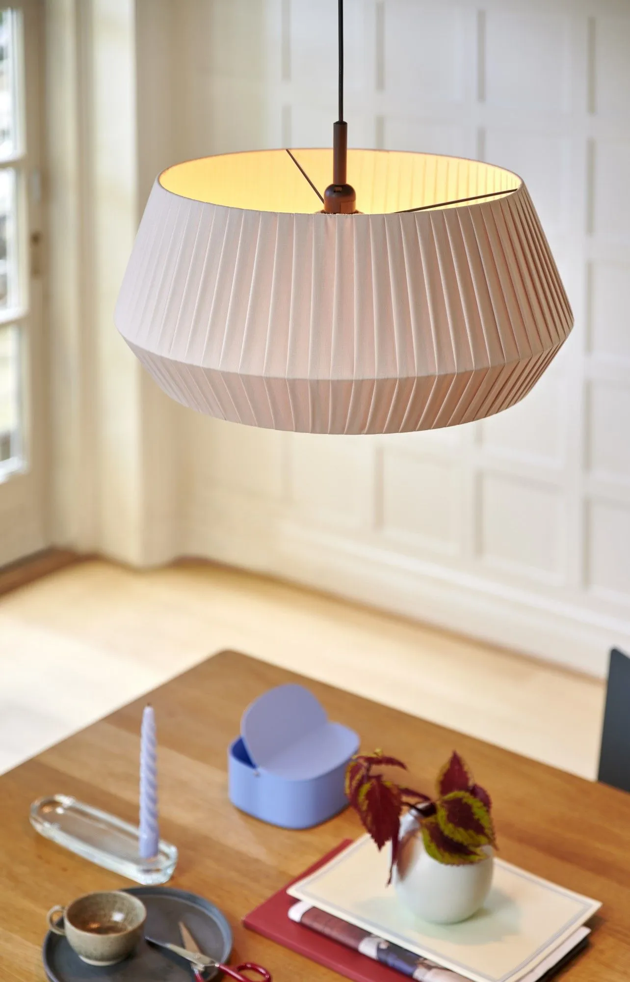Nordlux Dicte Pendant Light Beige Textile Dining Room E27 Mains 53cm 5