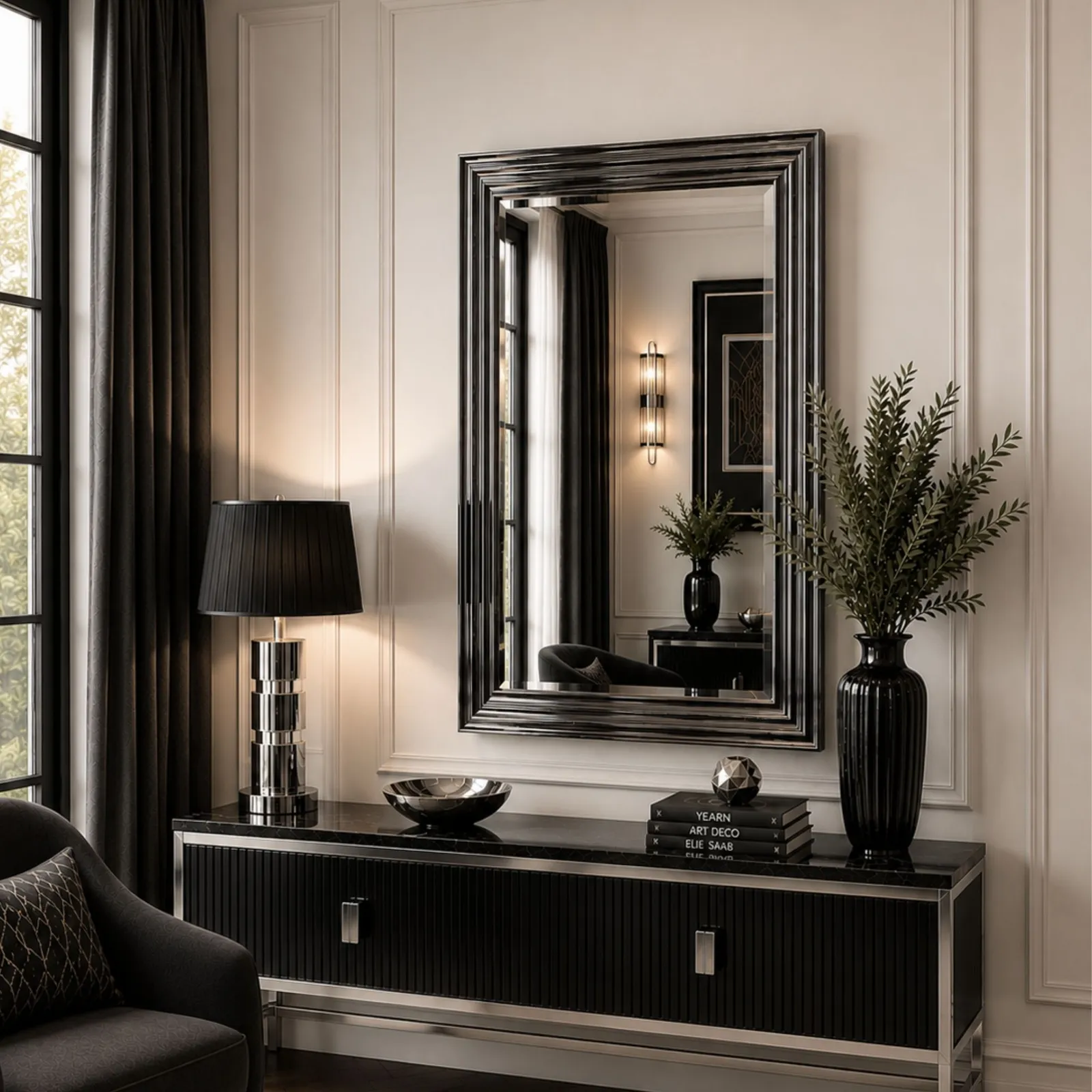 Yearn Mirrors Yearn Dark Chrome Wall Mirror 75x60cm in Metallics 5