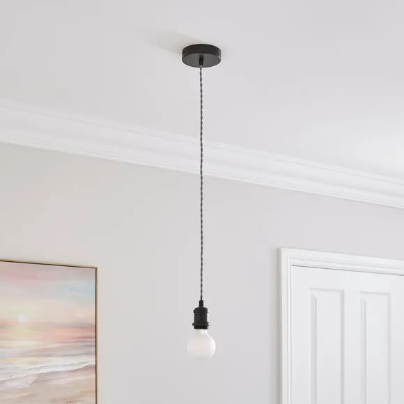 Return - Charlie Herringbone Adjustable Pendant Flex Ceiling Light Cable, Black