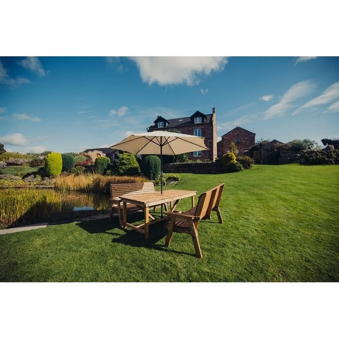 Churnet Valley Garden Furniture Ltd Valley Table Set - L220cm - Min Assembly Required - Set of Cushion Inc in Brown 2