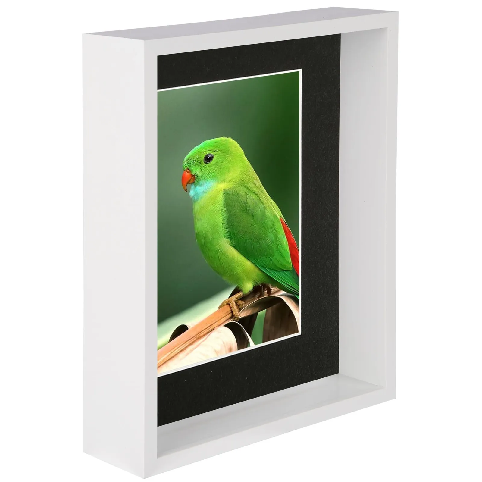 Nicola Spring 8" x 10" 3D Deep Box Photo Frame - 5" x 7" Mount - White in Black