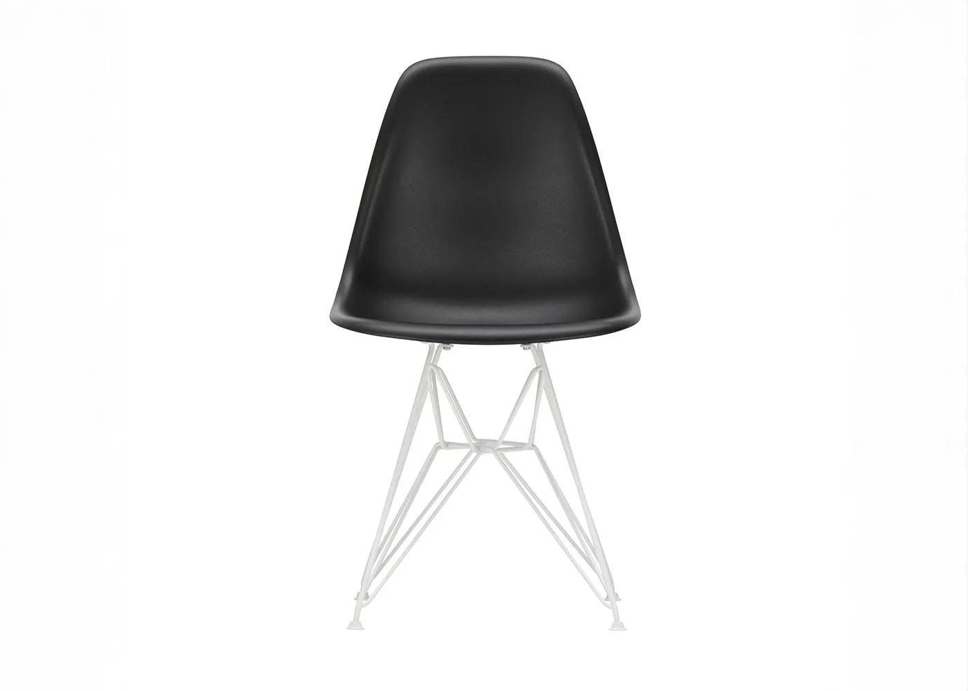 Vitra Eames DSR Chair Deep Black White Powder Coated Base 04 Glides