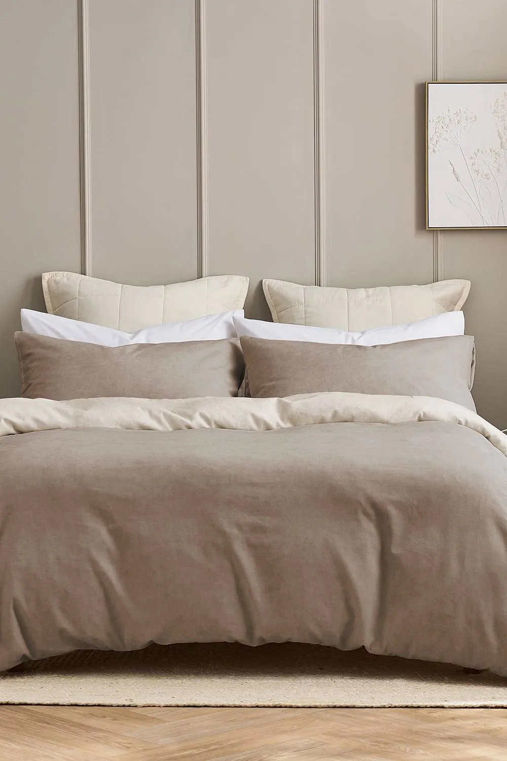 CHRISTY 'Relaxed Linen' Washed Finish Reversible Duvet Cover Set in Beige 4