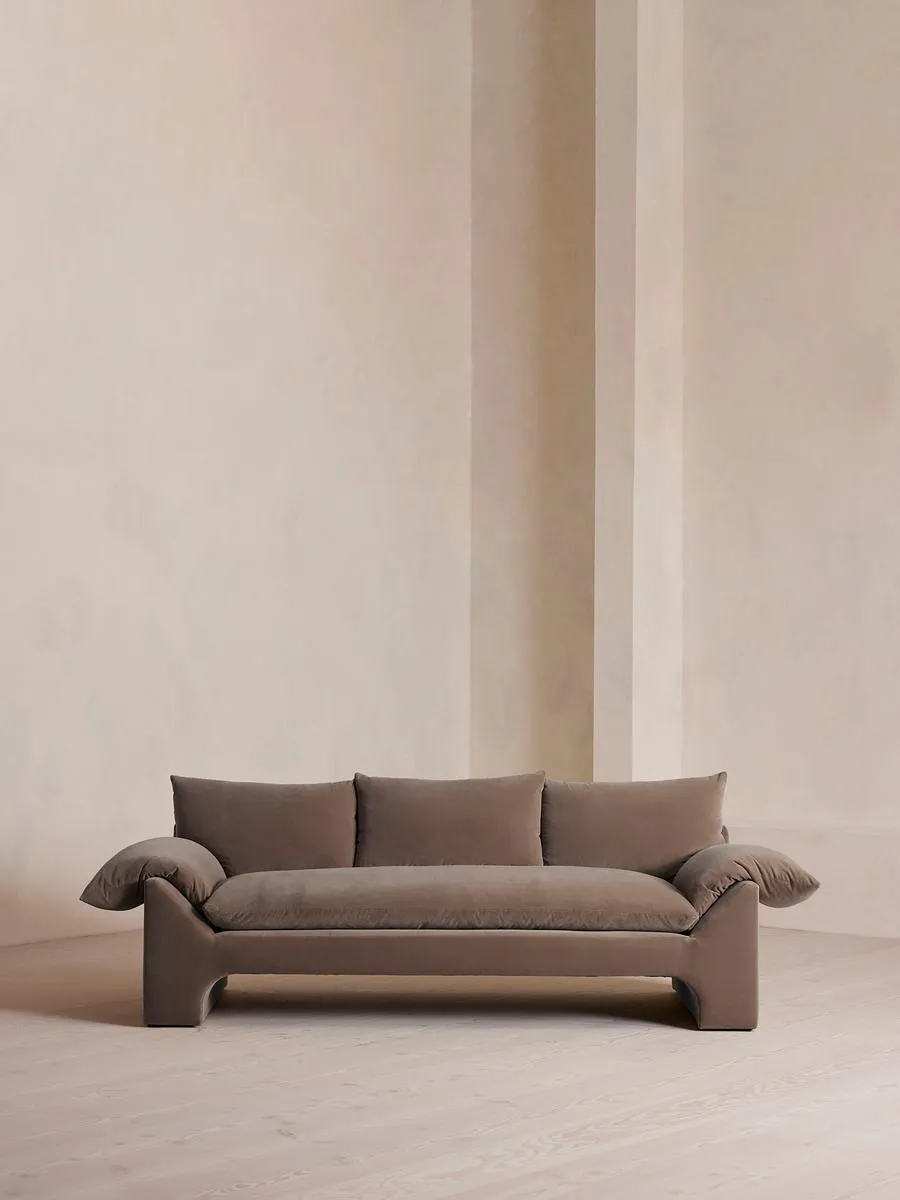 Wyatt Three Seater Sofa, Velvet, Taupe
