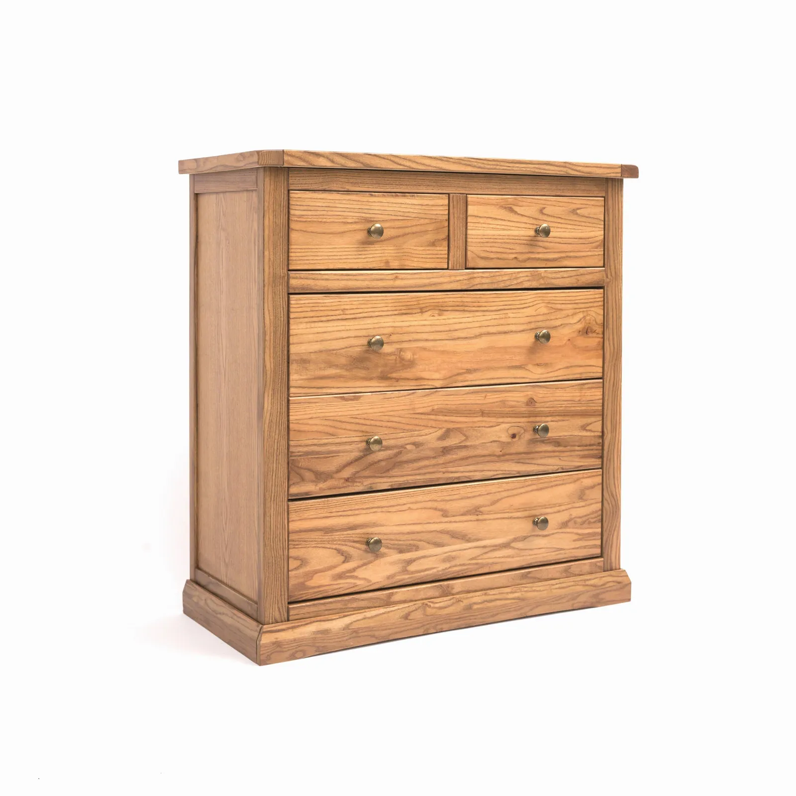 Cabinet Bits Salerno 5 Drawer Chest of Drawers Brass Knob in Natural 2