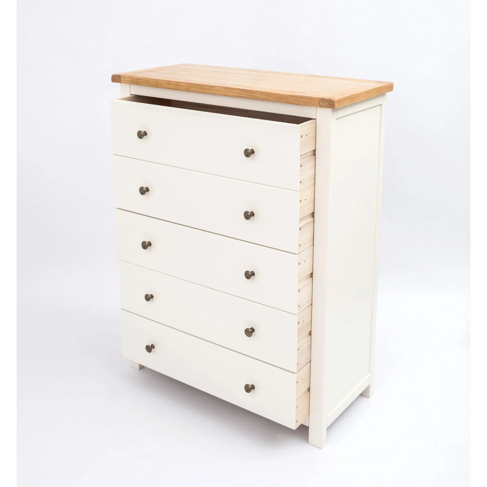 Cabinet Bits Maggiori 5 Drawer Chest of Drawers Brass Knob in Off-White 4